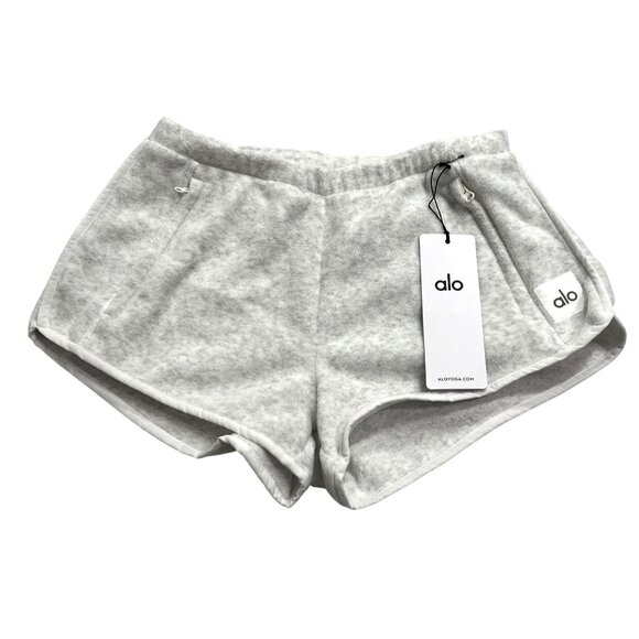 ALO Yoga Polar Fleece Retreat Short Style W6553R in White Heather Grey - Picture 1 of 7